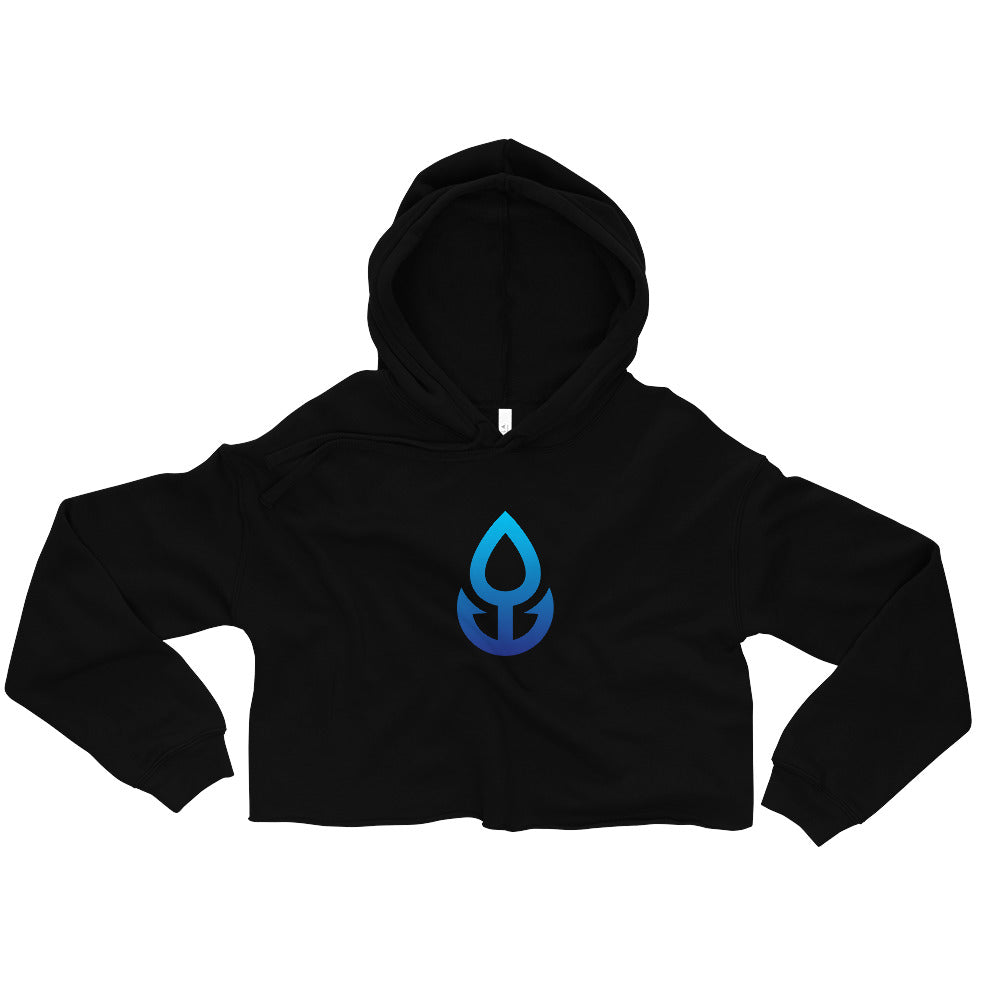 Blue Icon Women's Crop Hoodie (Large Logo)